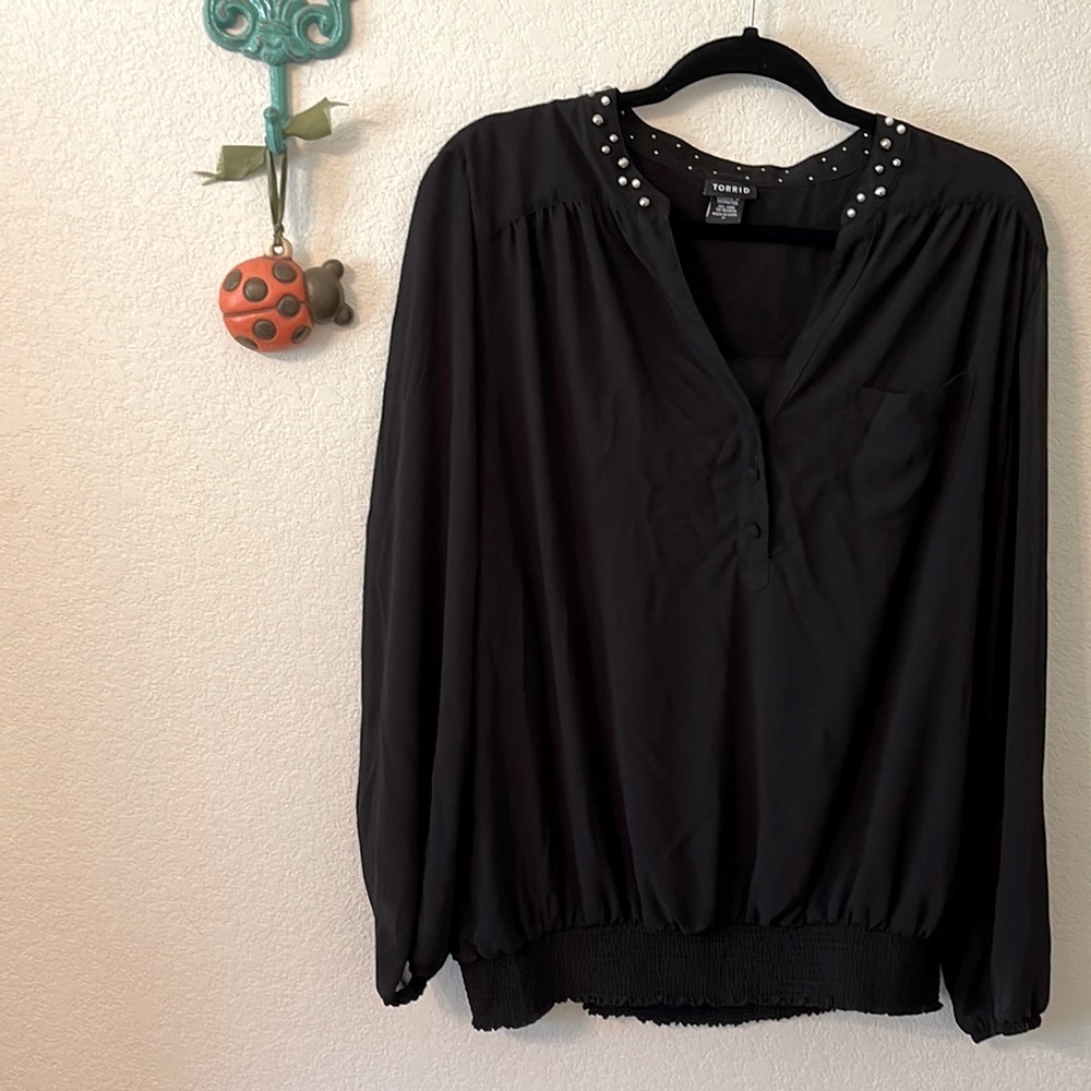 2x Torrid Blouse with pearl accents